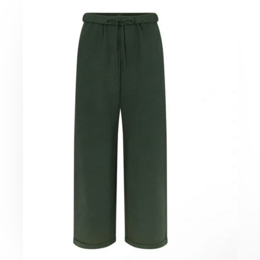 Skims Cotton Fleece Classic Straight Leg Pants - Clover Green - Picture 6 of 14
